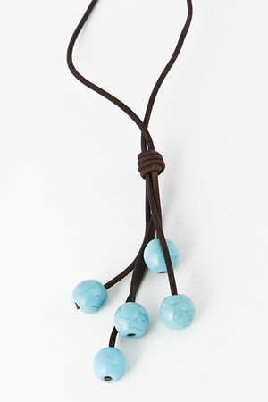 Five Turquoise Stone Bead Strand Necklace 5DDA2